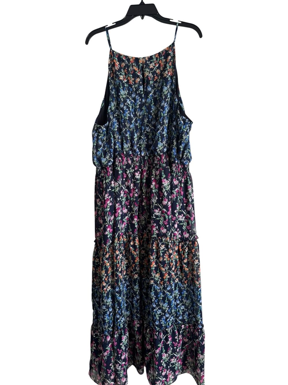 Maison Tara Maxi Floral Dress Multicolor Vibrant Size 24W Smocked Layered